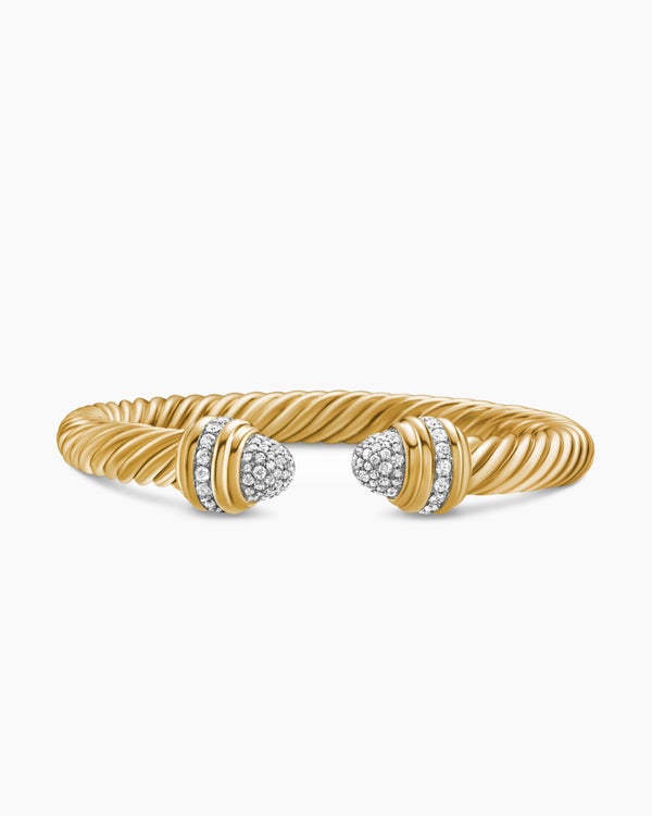 Classic Cablespira Bracelet in 18K Yellow Gold with Diamonds, 7mm