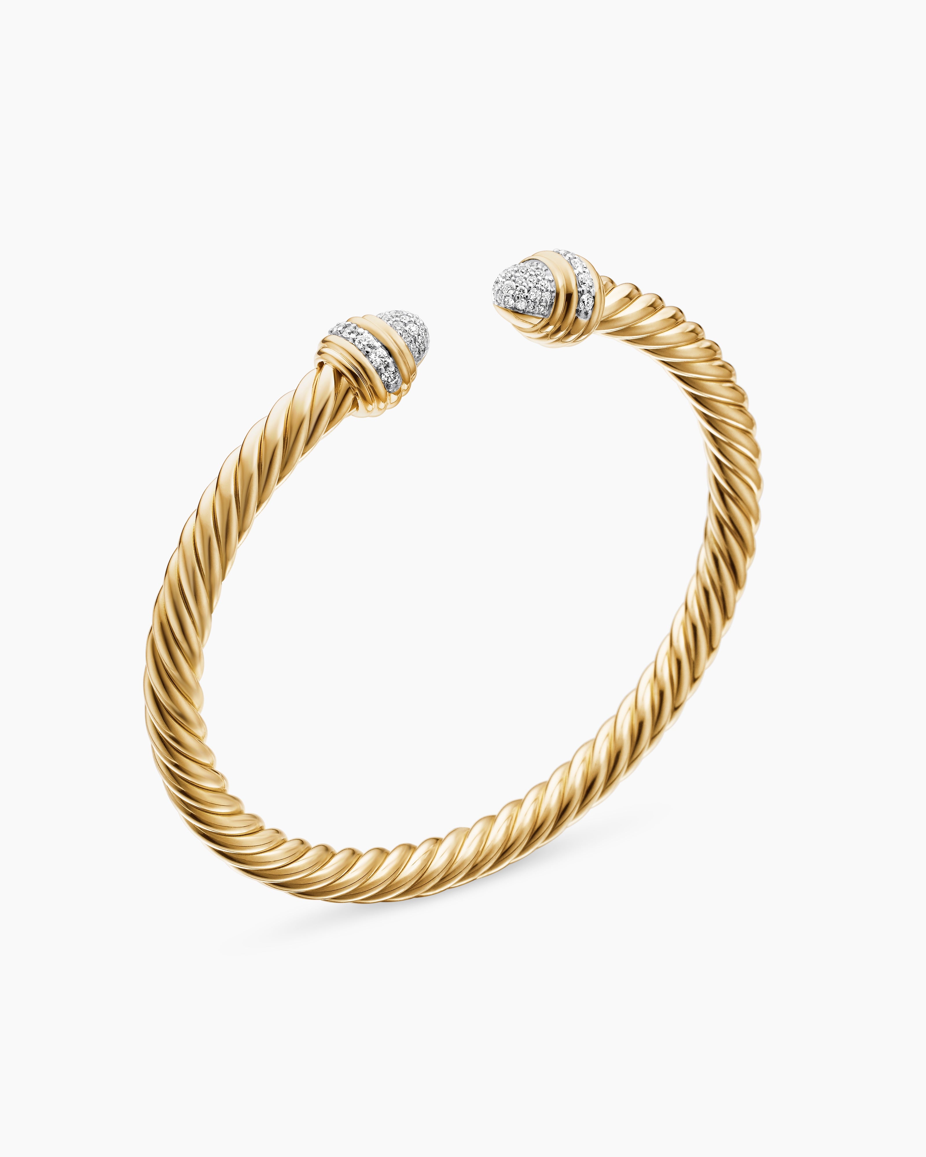 Classic Cablespira Bracelet in 18K Yellow Gold with Diamonds, 5mm