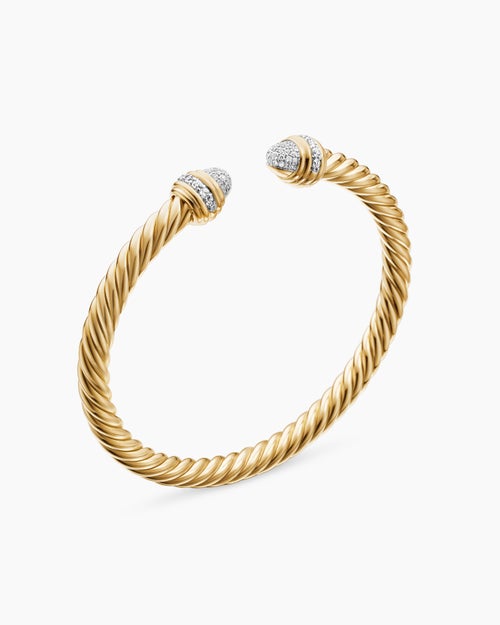 Womens Classic Cablespira® Bracelet in 18K Yellow Gold with Diamonds, 5mm