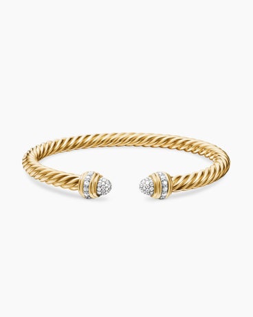 Classic Cablespira® Bracelet in 18K Yellow Gold with Diamonds, 5mm