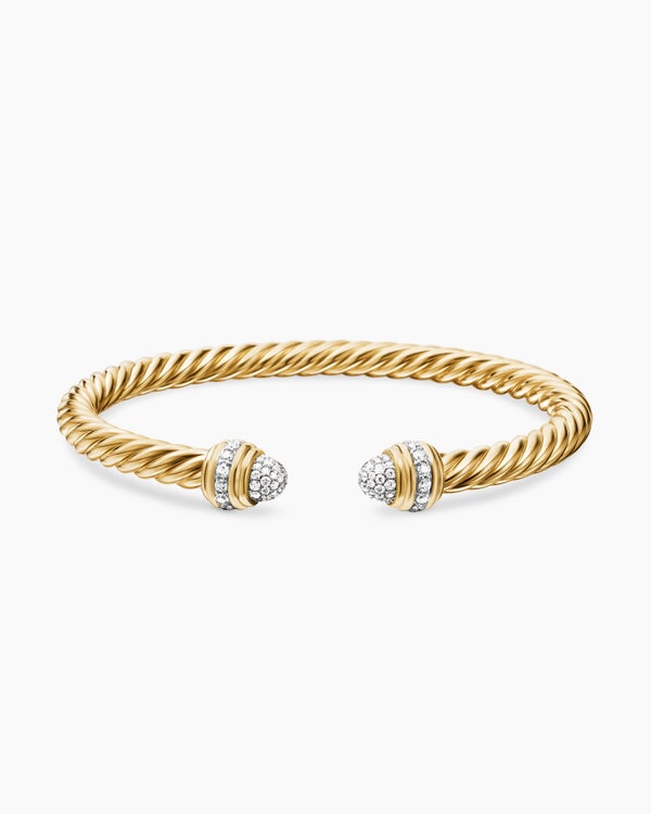 Classic Cablespira Bracelet in 18K Yellow Gold with Diamonds, 5mm