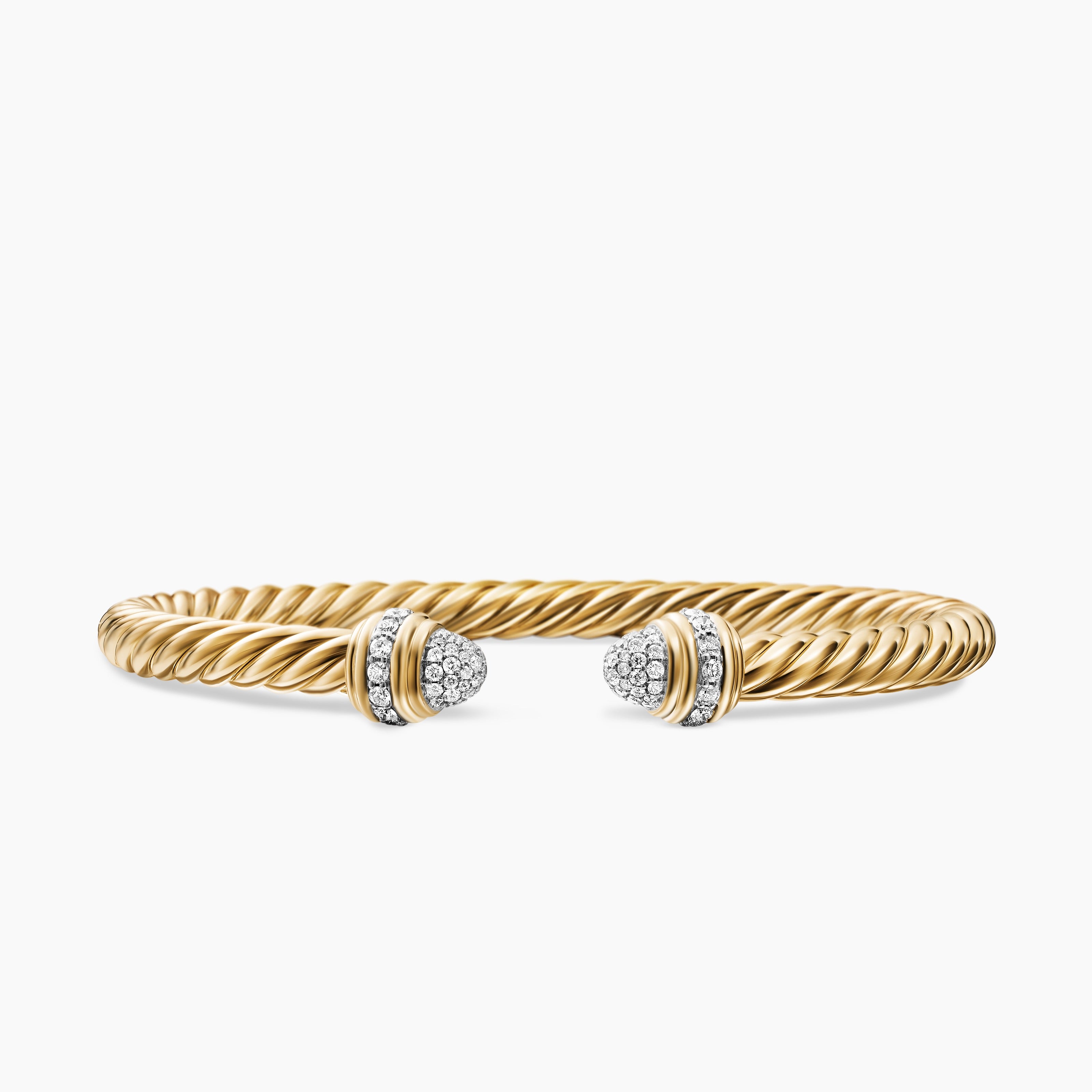 Womens Classic Cablespira Bracelet in 18K Yellow Gold with Diamonds, 5mm