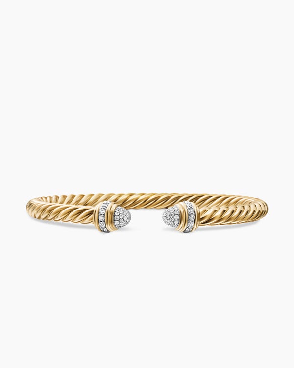 Classic Cablespira Bracelet in 18K Yellow Gold with Diamonds, 5mm