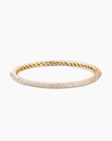 Cable Bangle Bracelet in 18K Yellow Gold with Diamonds, 4mm