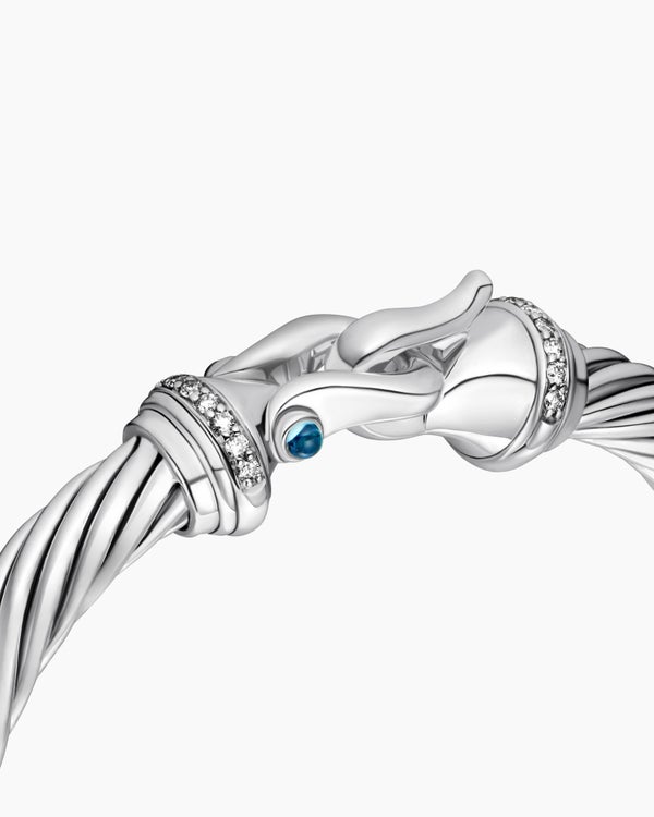 Buckle Classic Cable Bracelet in Sterling Silver with Diamonds, 7mm