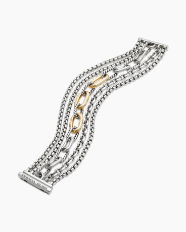 Multi Row Chain Bracelet in Sterling Silver with 18K Yellow Gold, 29mm