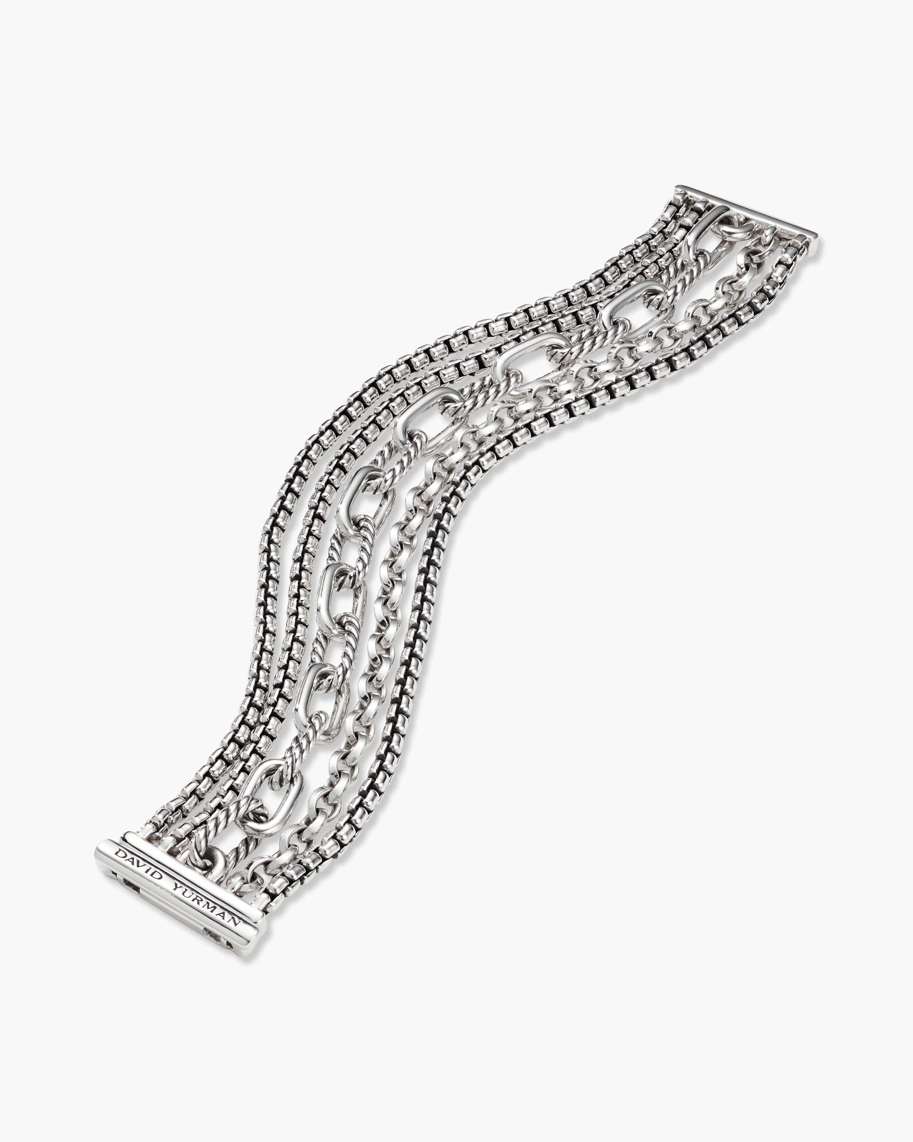 Multi Row Chain Bracelet in Sterling Silver, 29mm