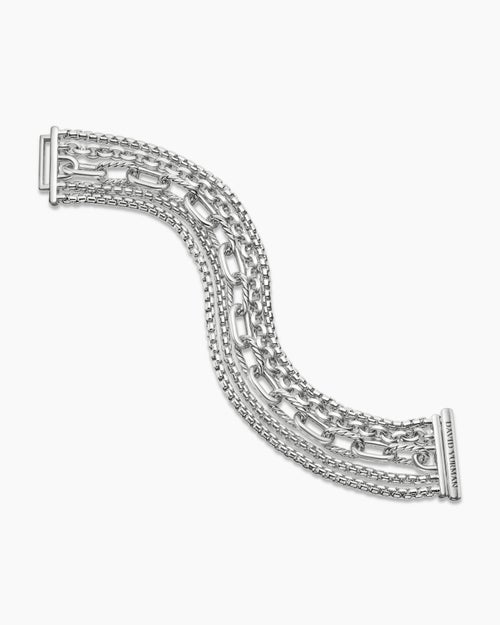 Womens Multi Row Chain Bracelet in Sterling Silver, 29mm