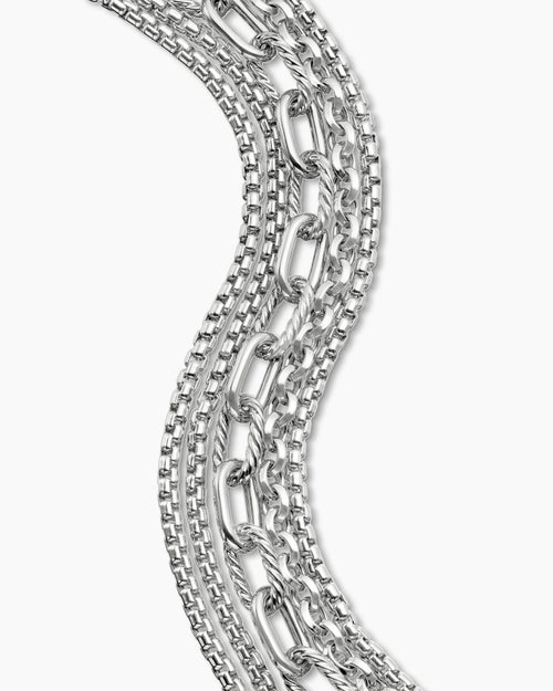 Womens Multi Row Chain Bracelet in Sterling Silver, 29mm