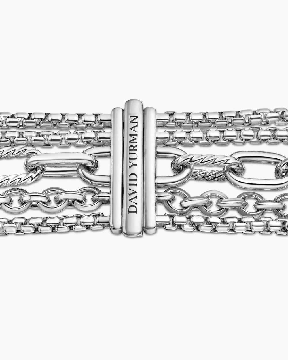 Womens Multi Row Chain Bracelet in Sterling Silver, 29mm