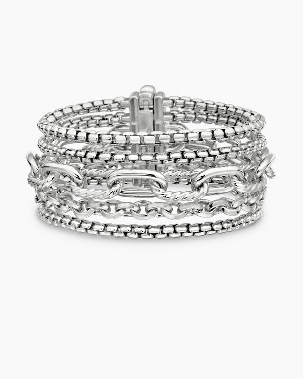 Multi Row Chain Bracelet in Sterling Silver, 29mm