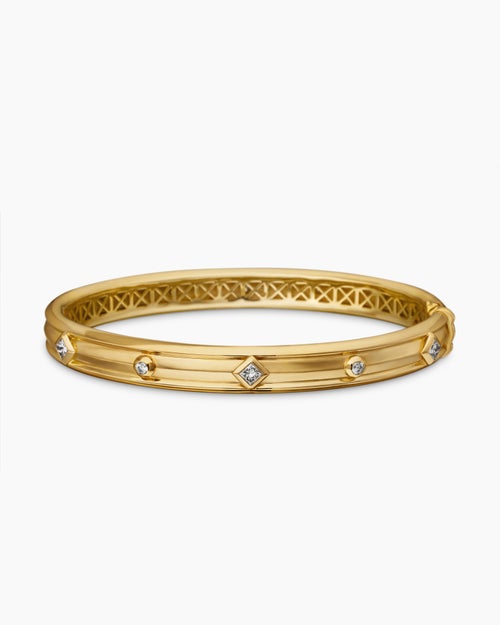 Womens Modern Renaissance® Bangle Bracelet in 18ct Yellow Gold with Diamonds, 8mm