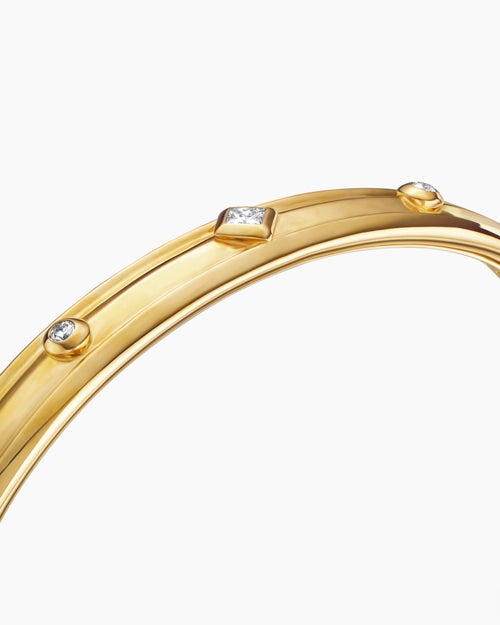 Womens Modern Renaissance® Bangle Bracelet in 18ct Yellow Gold with Diamonds, 8mm