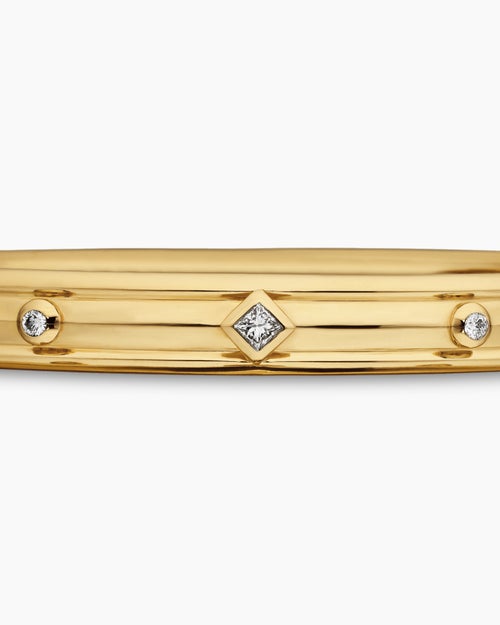 Womens Modern Renaissance® Bangle Bracelet in 18ct Yellow Gold with Diamonds, 8mm