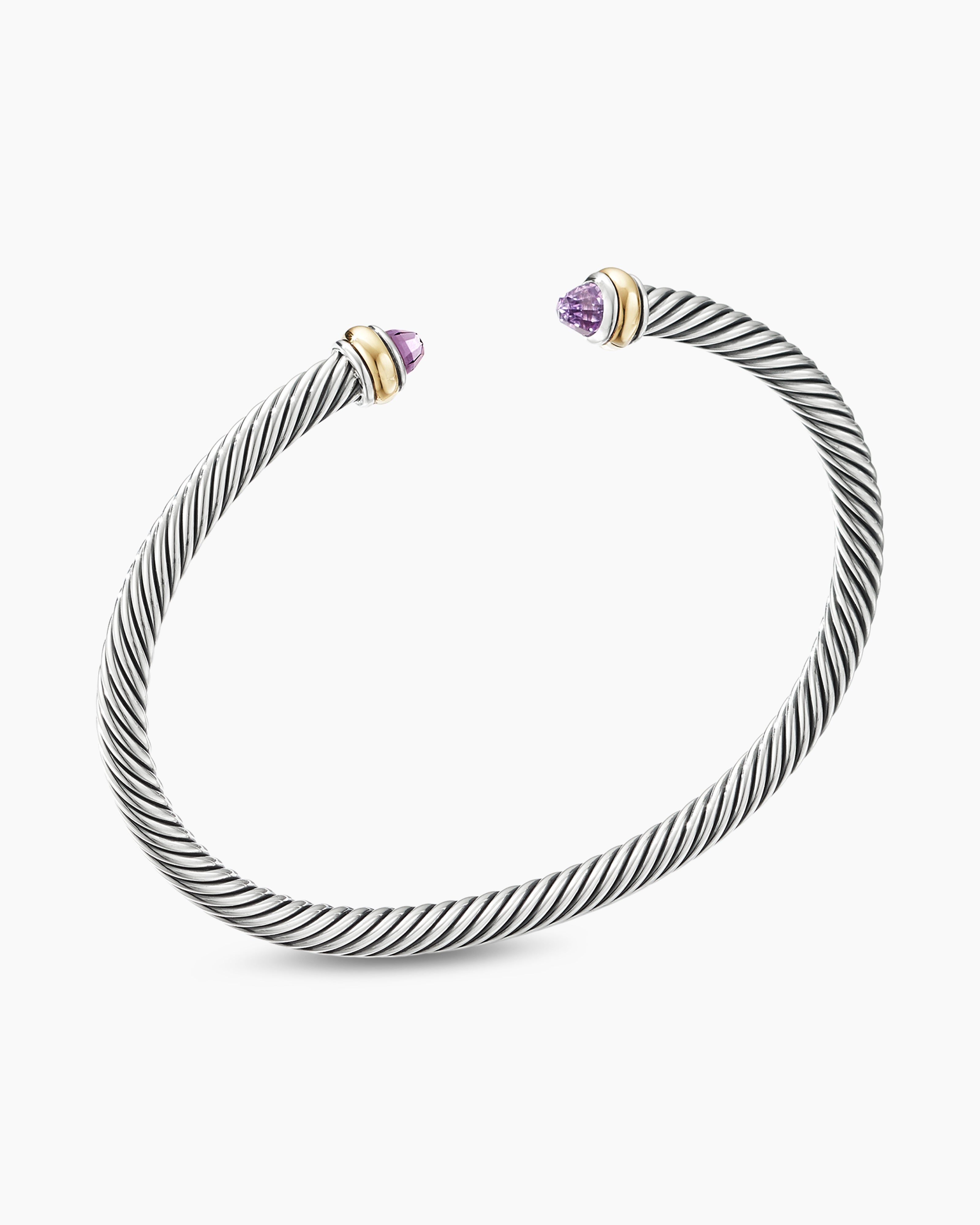 Classic Cable Bracelet in Sterling Silver with K Yellow Gold