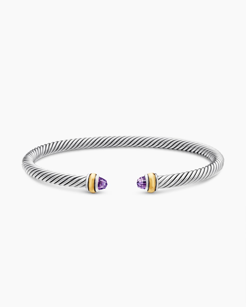 Womens Classic Cable Bracelet in Sterling Silver with 18K Yellow Gold, 4mm