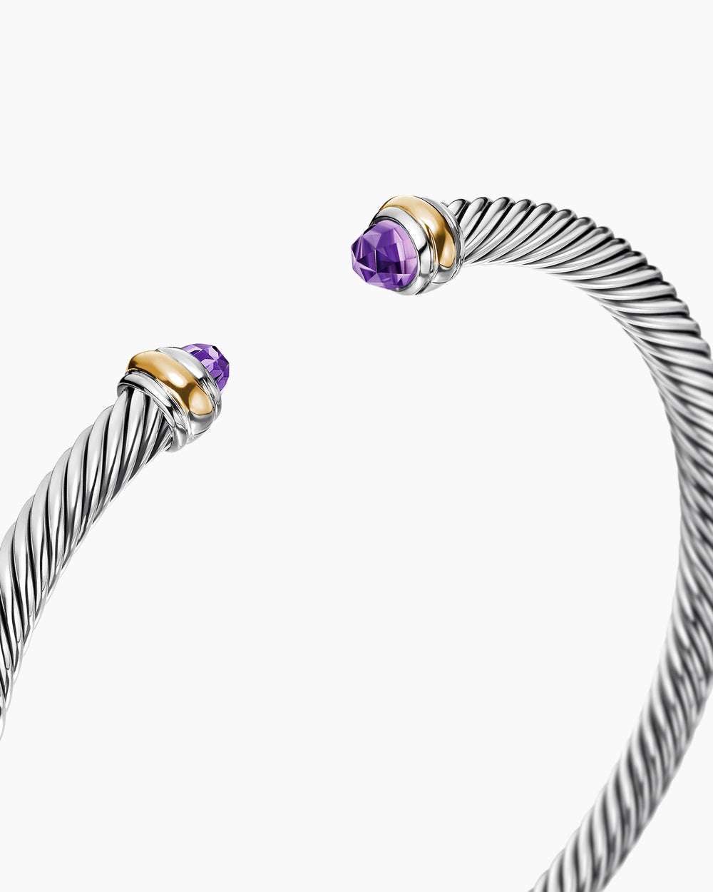 Womens Classic Cable Bracelet in Sterling Silver with 18K Yellow Gold, 4mm