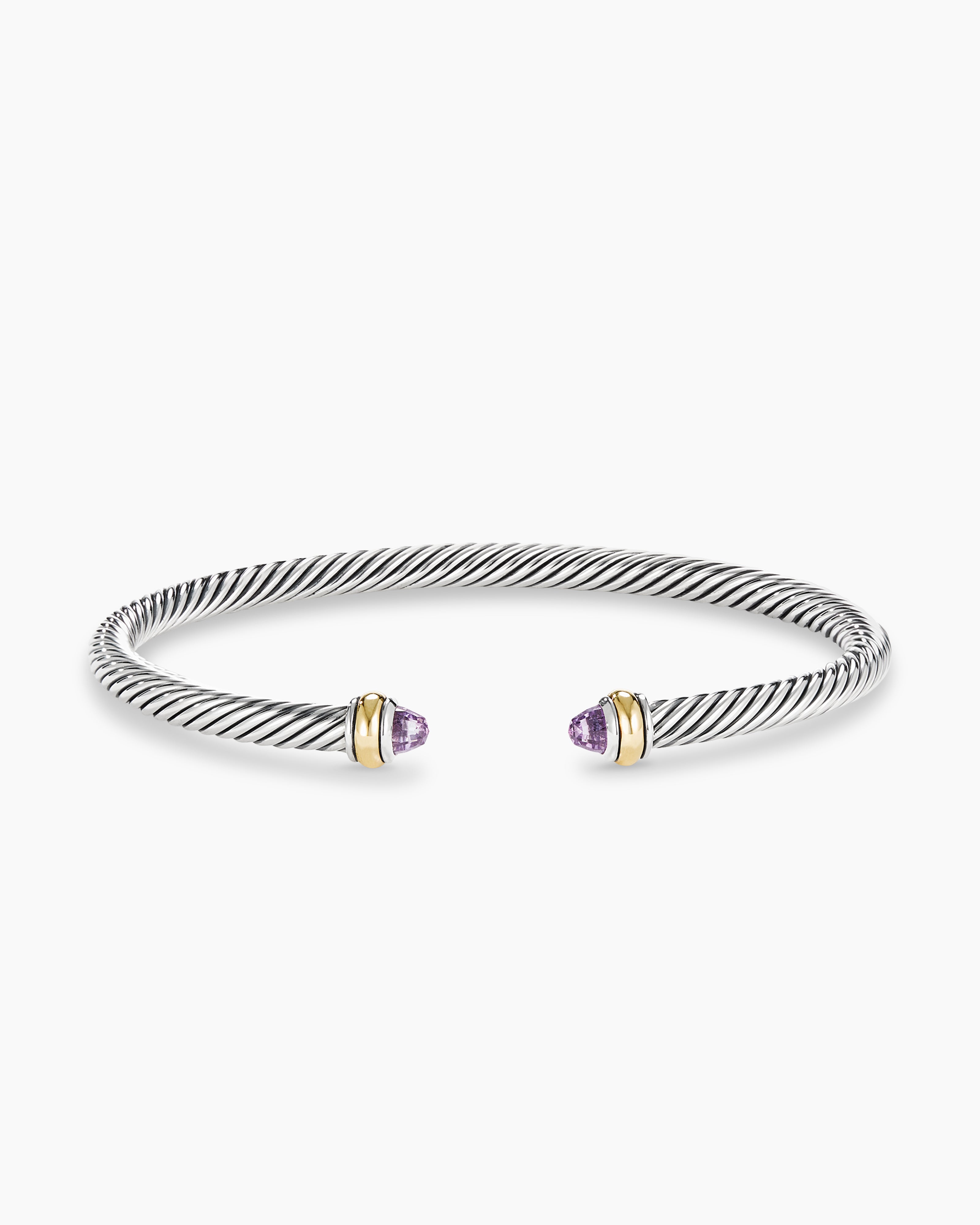 David Yurman Diamond 18 Karat Gold Sterling Silver Cable Twist Bracelet |  Wilson's Estate Jewelry