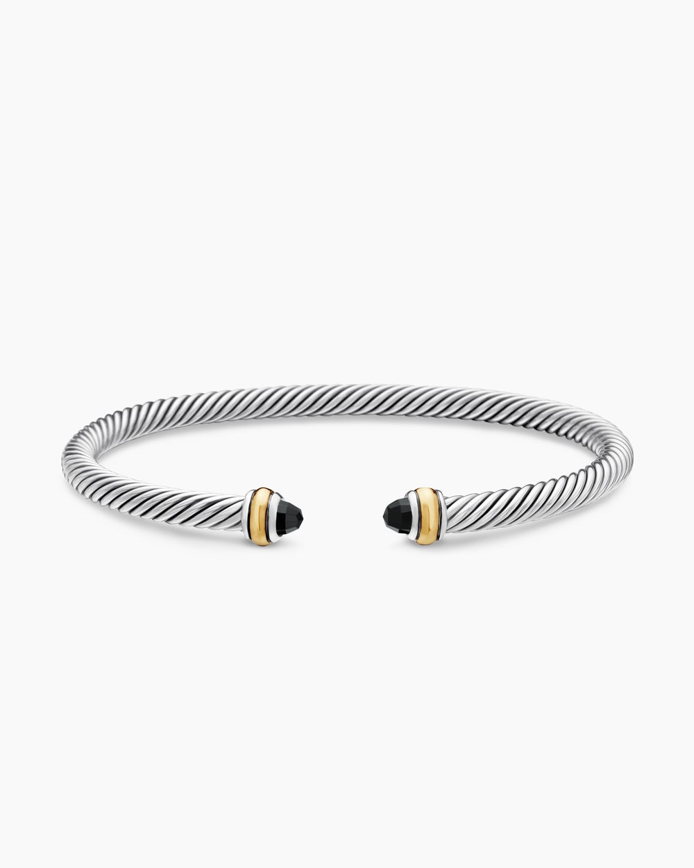 Womens Classic Cable Bracelet in Sterling Silver with 18K Yellow Gold, 4mm