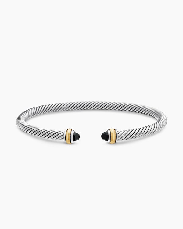 Bracelet « Cable » classique en argent massif avec or jaune 18 carats, 4 mm