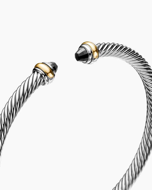 Bracelet « Cable » classique en argent massif avec or jaune 18 carats, 4 mm