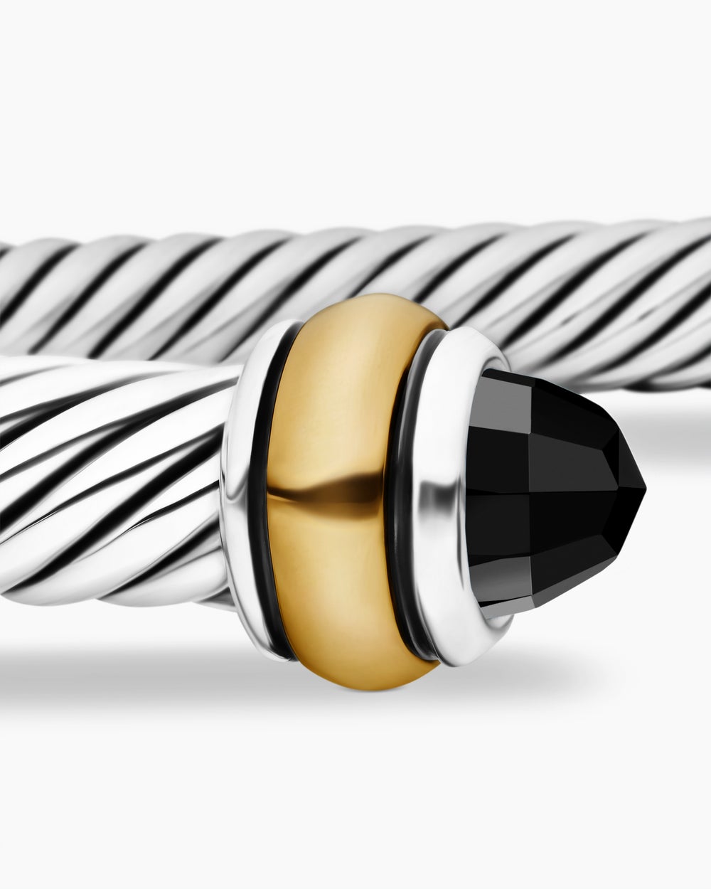 Womens Classic Cable Bracelet in Sterling Silver with 18K Yellow Gold, 4mm