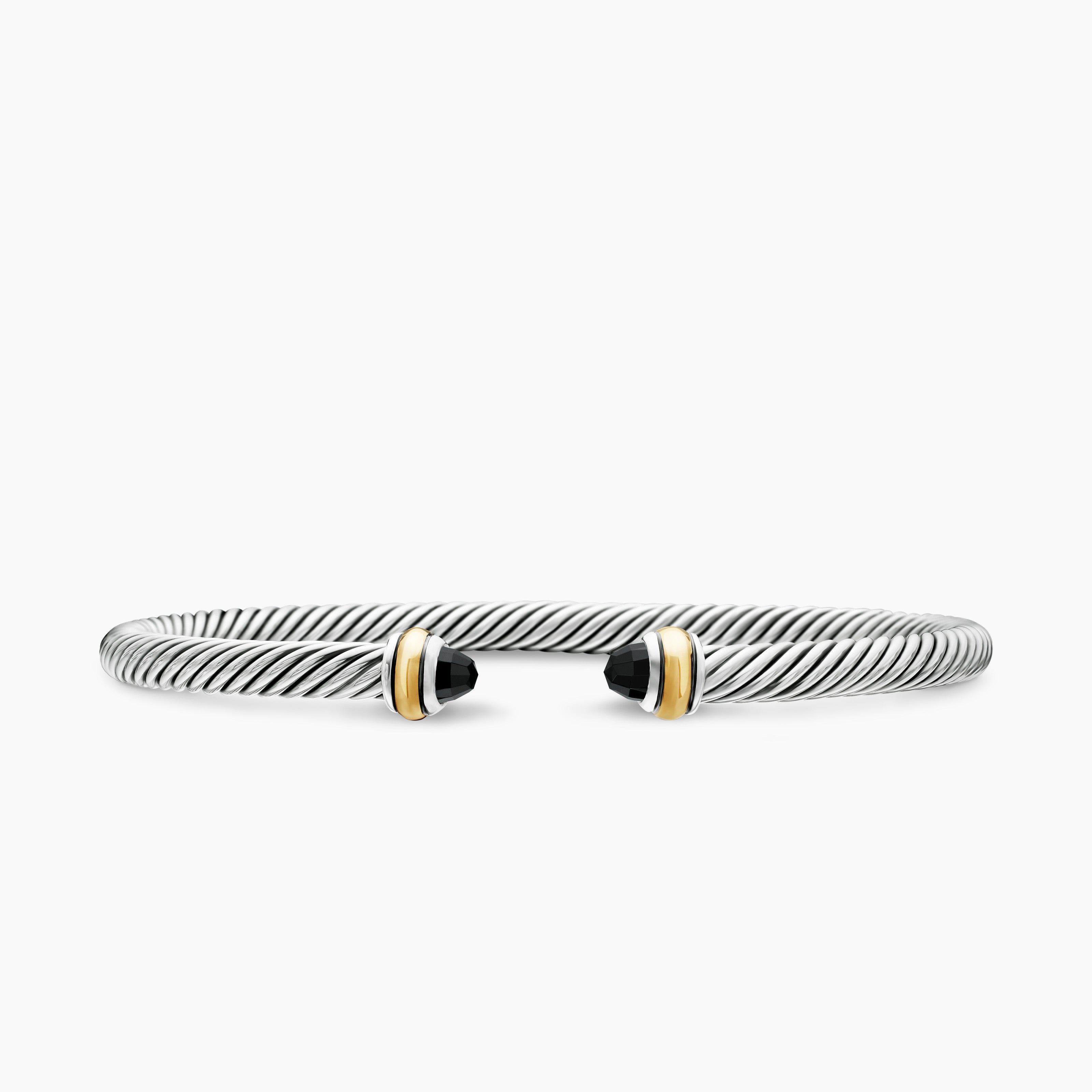Womens Classic Cable Bracelet in Sterling Silver with 18K Yellow Gold, 4mm