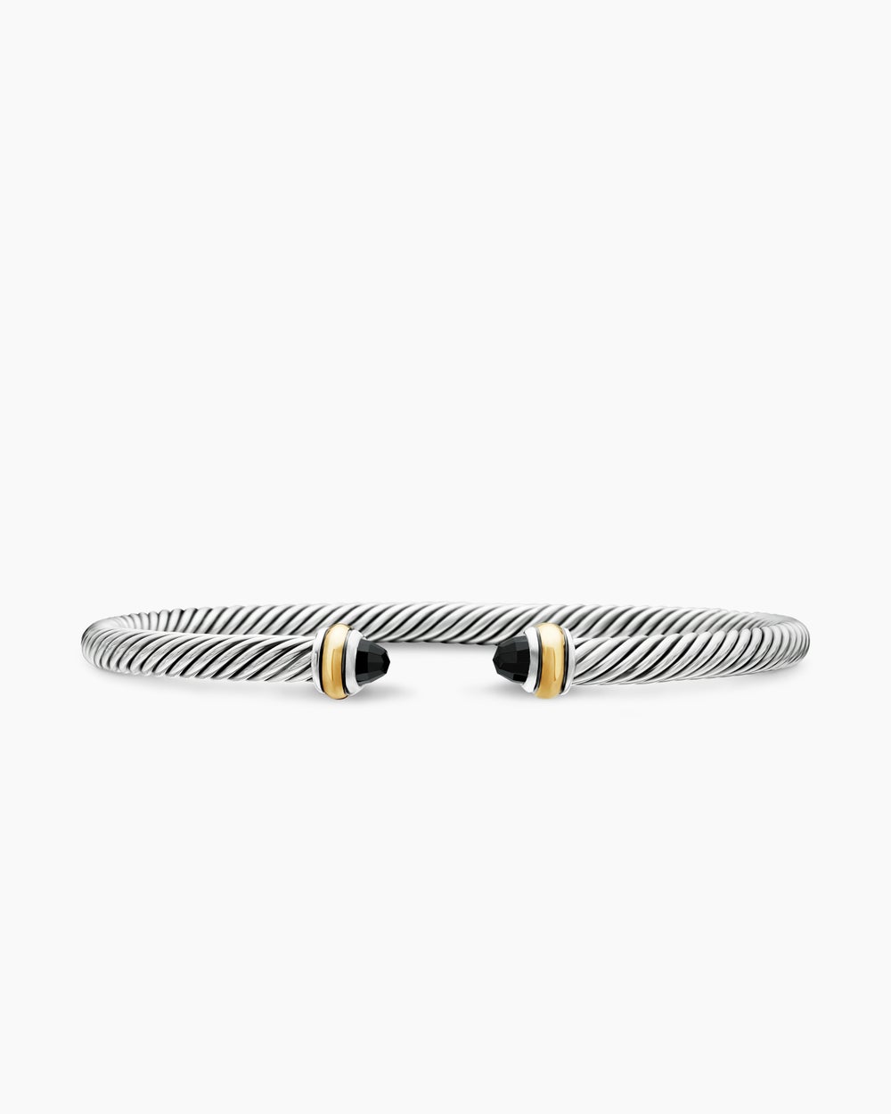 Womens Classic Cable Bracelet in Sterling Silver with 18K Yellow Gold, 4mm