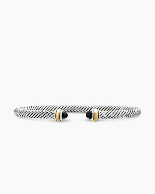 Bracelet « Cable » classique en argent massif avec or jaune 18 carats, 4 mm