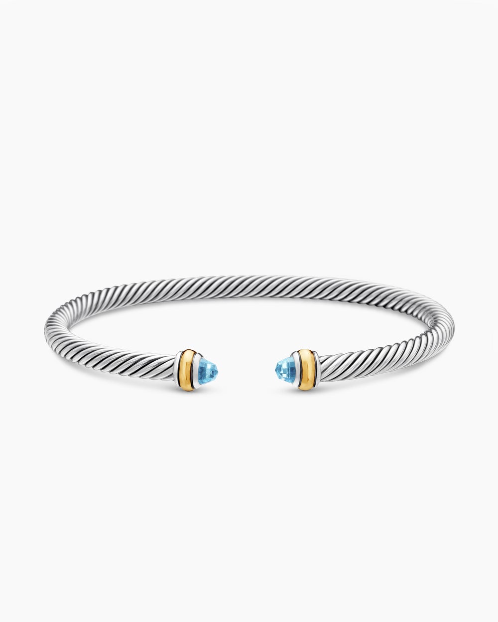 Womens Classic Cable Bracelet in Sterling Silver with 18K Yellow Gold, 4mm