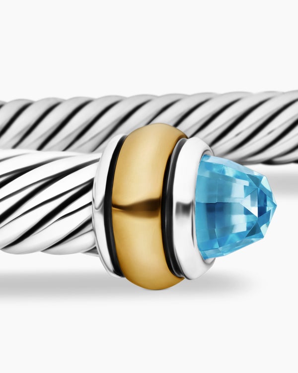 Bracelet « Cable » classique en argent massif avec or jaune 18 carats, 4 mm