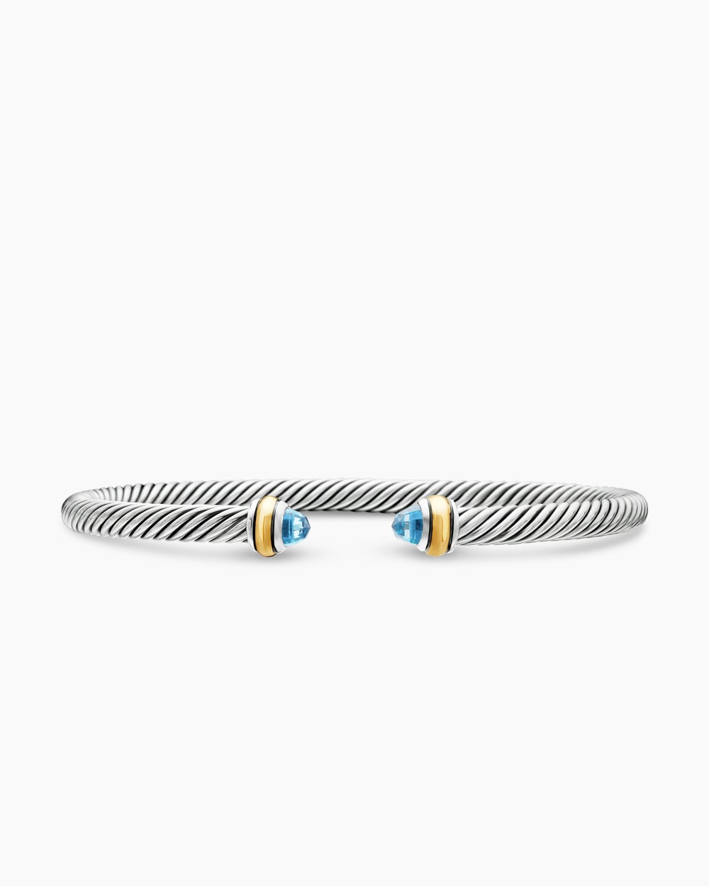 Womens Classic Cable Bracelet in Sterling Silver with 18K Yellow Gold, 4mm