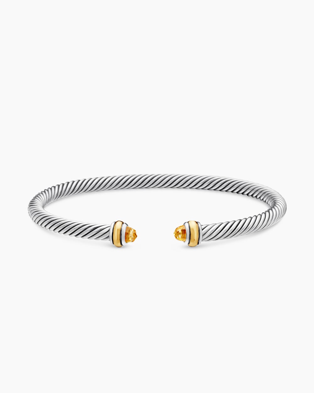 Womens Classic Cable Bracelet in Sterling Silver with 18K Yellow Gold, 4mm