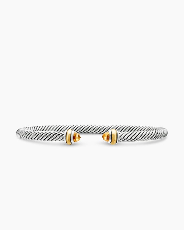 Classic Cable Bracelet in Sterling Silver with 18K Yellow Gold, 4mm