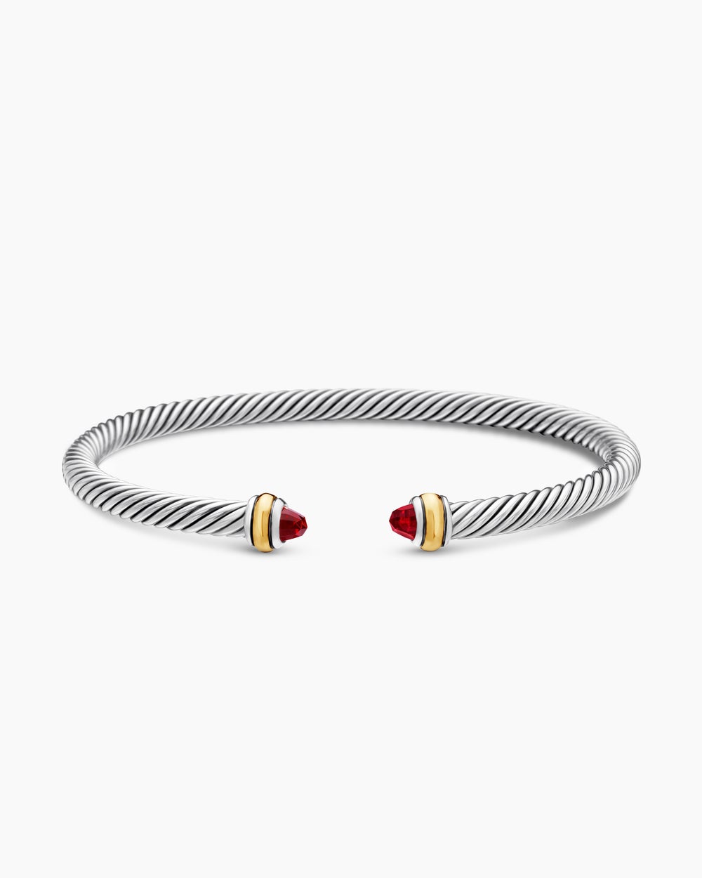Womens Classic Cable Bracelet in Sterling Silver with 18K Yellow Gold, 4mm
