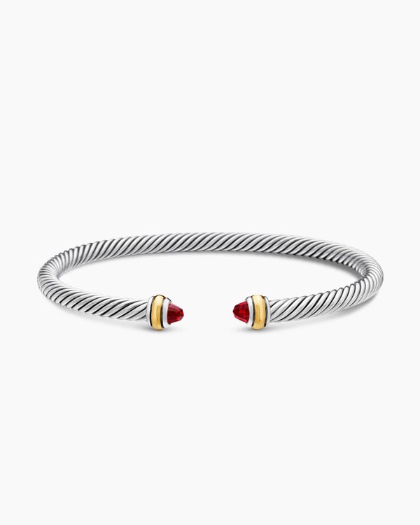 Bracelet « Cable » classique en argent massif avec or jaune 18 carats, 4 mm