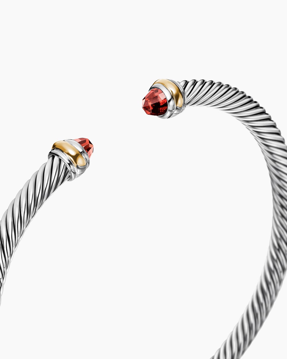 Womens Classic Cable Bracelet in Sterling Silver with 18K Yellow Gold, 4mm