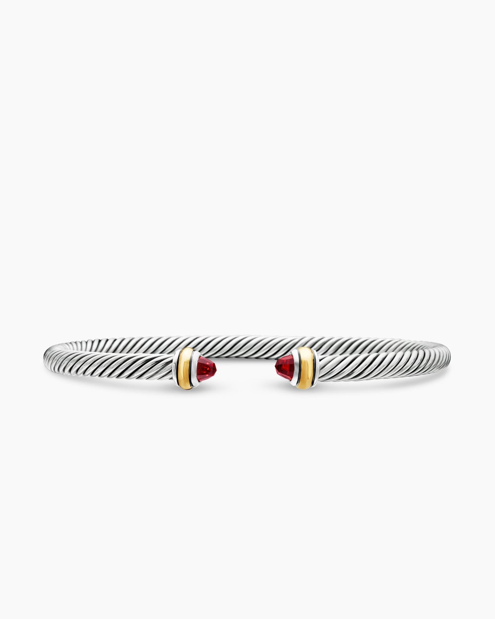 Womens Classic Cable Bracelet in Sterling Silver with 18K Yellow Gold, 4mm