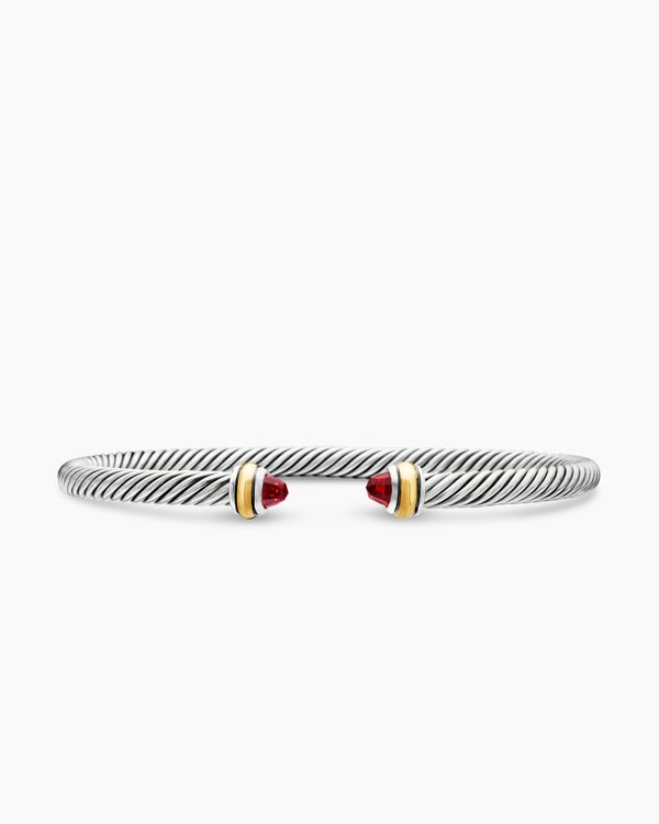 Bracelet « Cable » classique en argent massif avec or jaune 18 carats, 4 mm