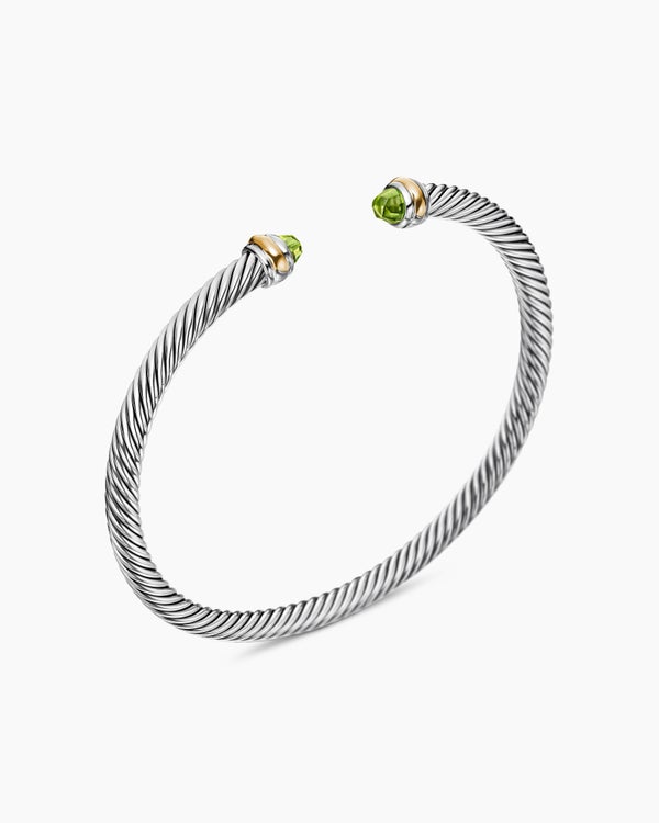 Bracelet Classic Cable en argent sterling avec or jaune 18 carats, 4 mm