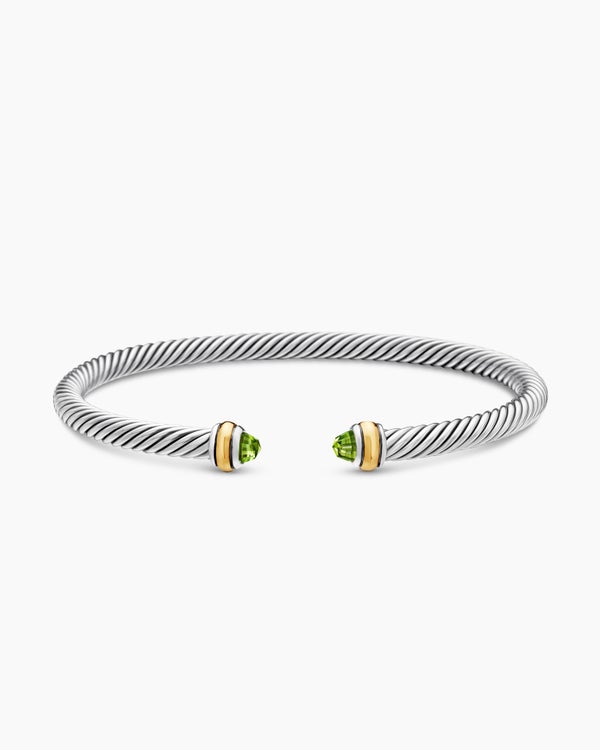 Bracelet Classic Cable en argent sterling avec or jaune 18 carats, 4 mm
