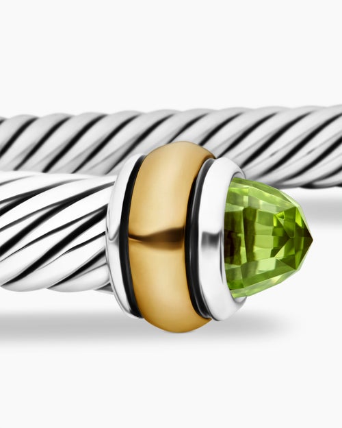 Womens Classic Cable Bracelet in Sterling Silver with 18K Yellow Gold, 4mm