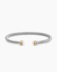 Classic Cable Bracelet in Sterling Silver with 18K Yellow Gold and Pearls, 4mm