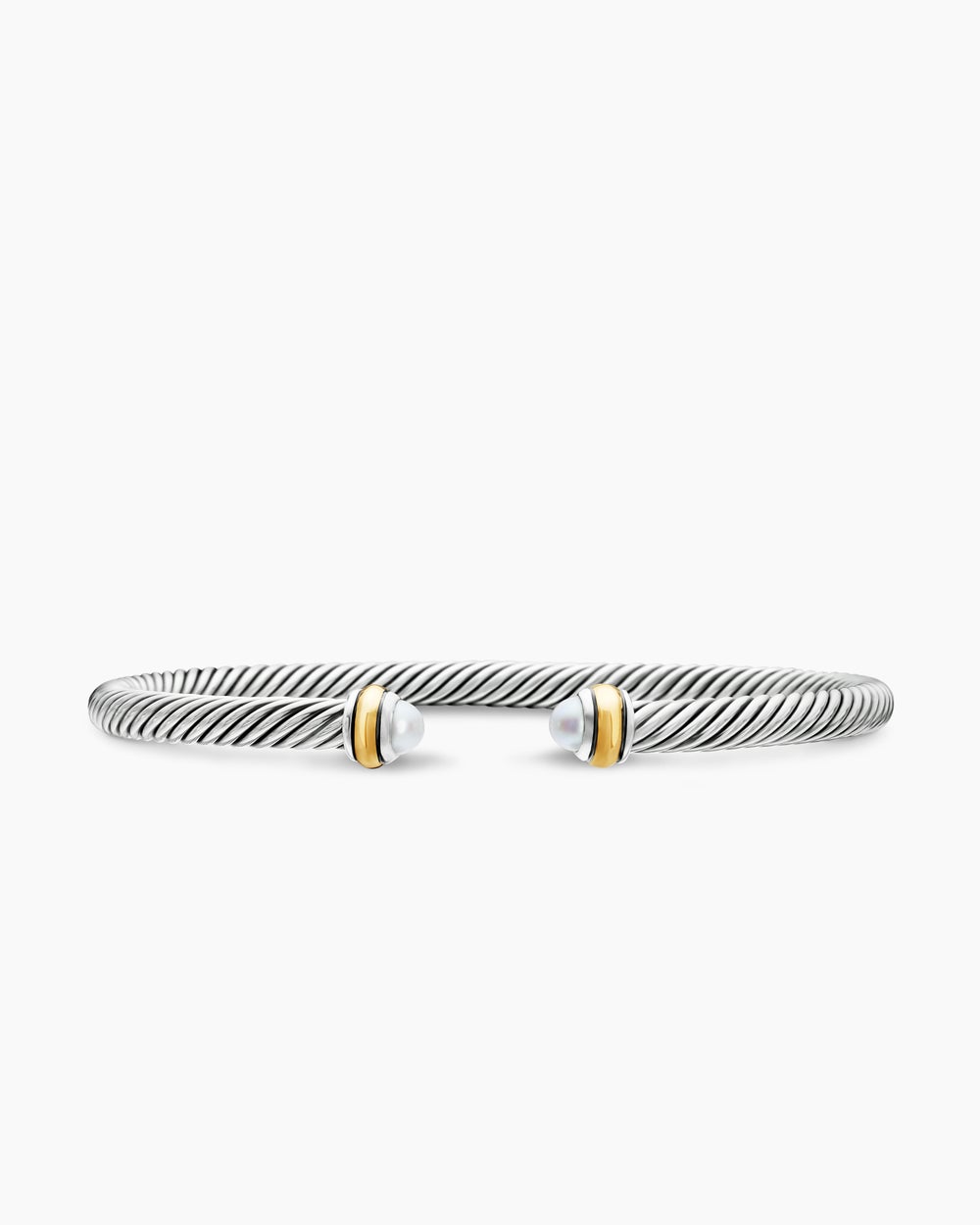 Womens Classic Cable Bracelet in Sterling Silver with 18K Yellow Gold, 4mm