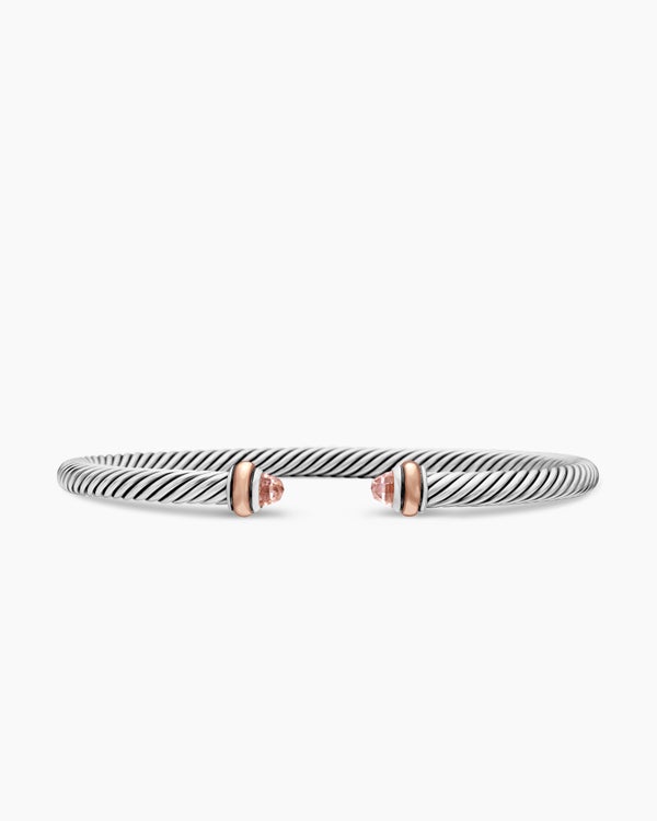 Classic Cable Bracelet in Sterling Silver with 18K Rose Gold, 4mm