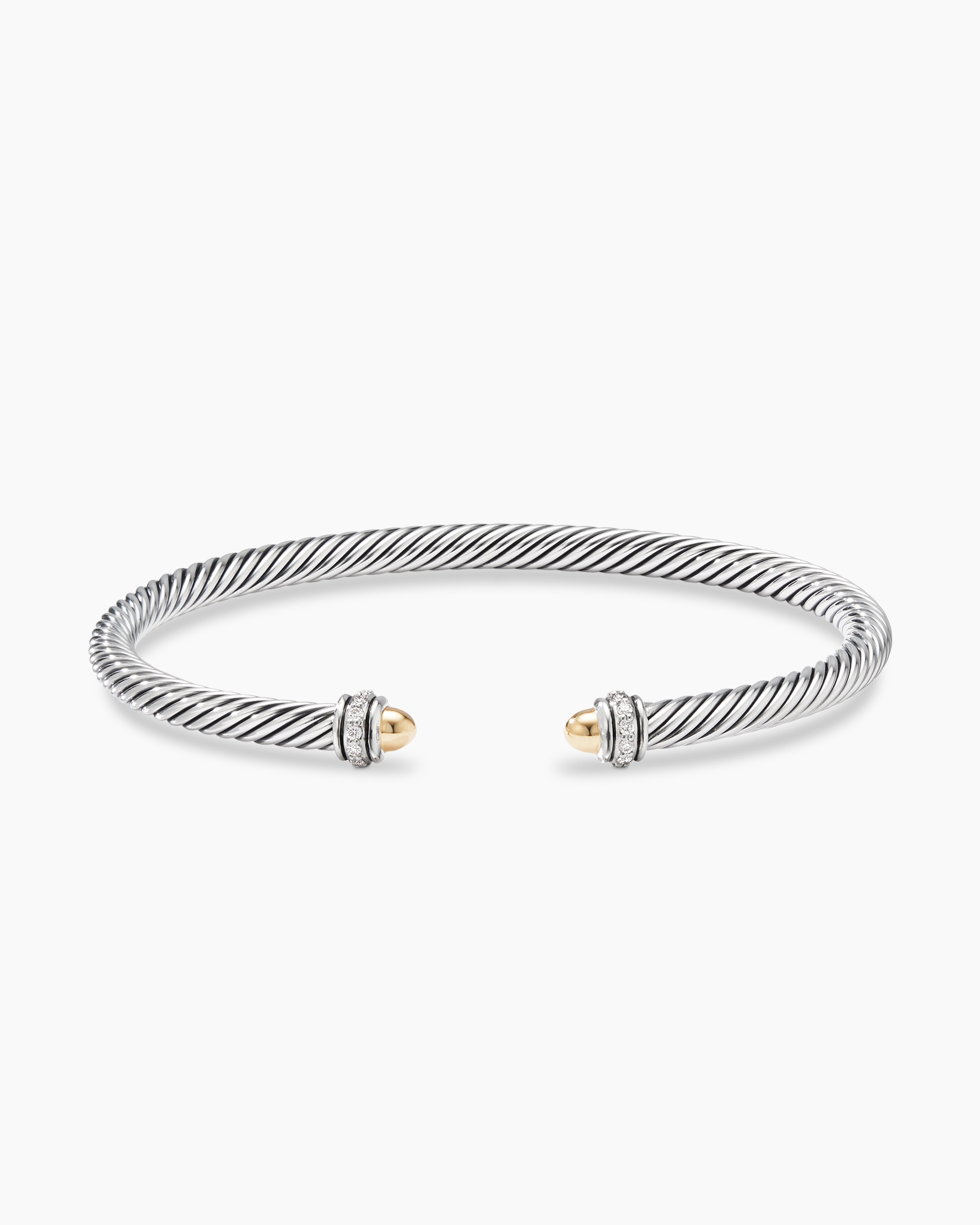 X Classic Cable Station Bracelet in Sterling Silver with 14K Yellow Gold,  5mm | David Yurman
