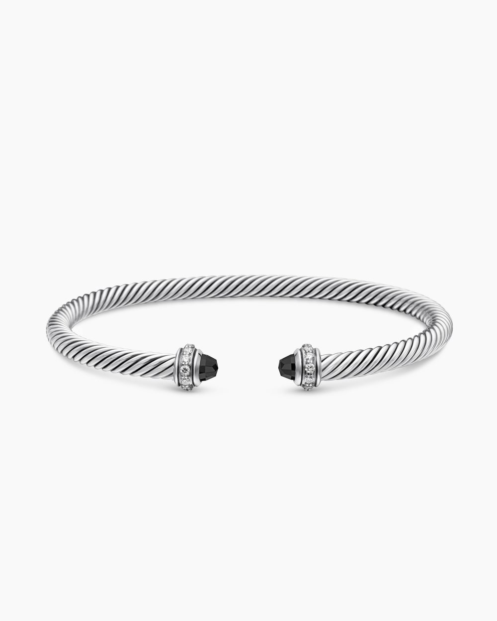 Womens Classic Cable Bracelet in Sterling Silver with Diamonds, 4mm