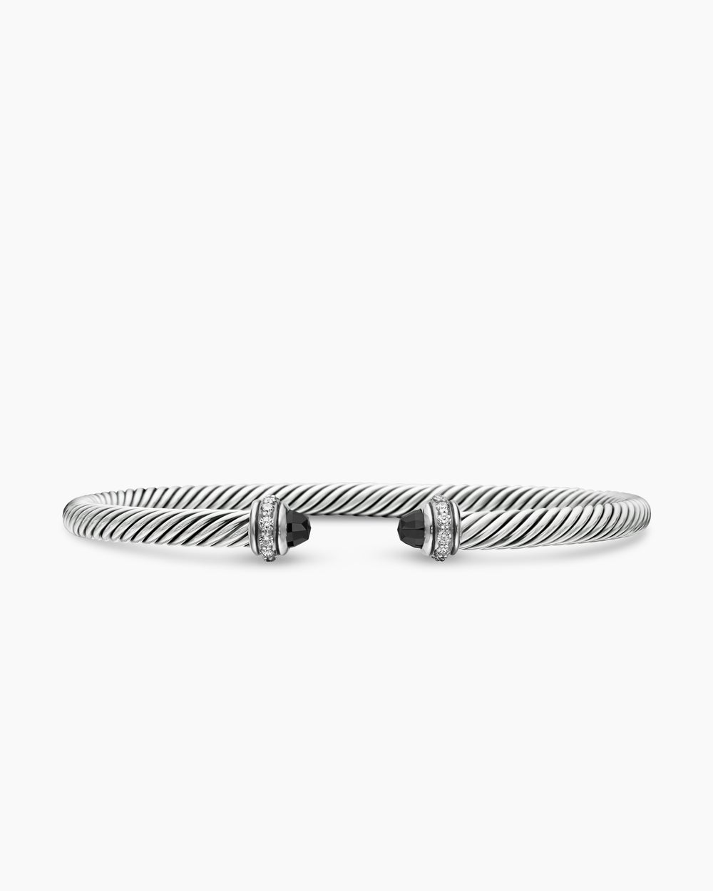 Womens Classic Cable Bracelet in Sterling Silver with Diamonds, 4mm