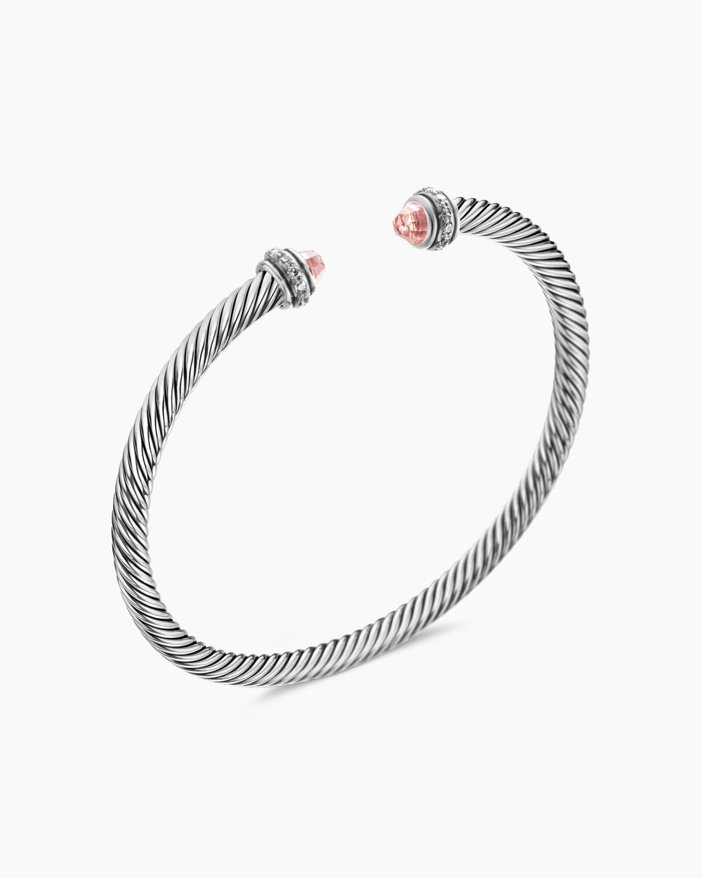 Bracelet Classic Cable en argent massif avec diamants, 4 mm femme
