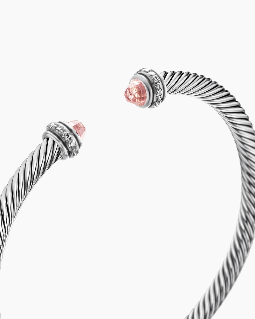 Bracelet Classic Cable en argent massif avec diamants, 4 mm femme